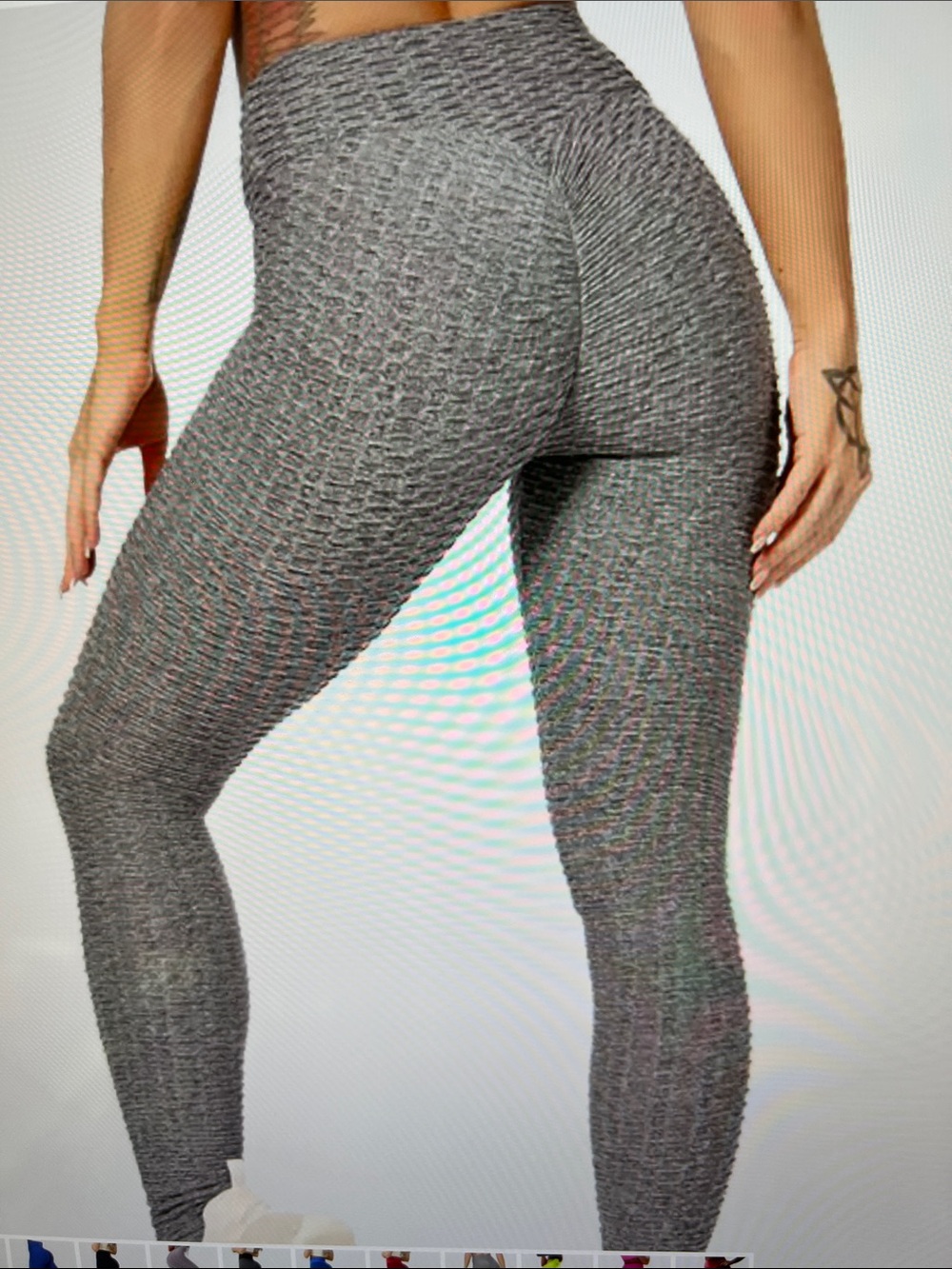 Textured High-Waist Scrunch Leggings in Gray